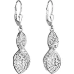 Stříbrné náušnice visací s krystaly Swarovski bílé spirála 31160.1