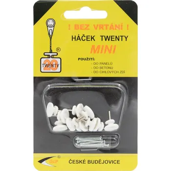 Nábytkové kování Háček tw.mini plastový, BÍ (10ks) 1013 (7013)