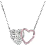 Stříbrný náhrdelník dvojité srdce se Swarovski krystaly 32079.3 lt.rose
