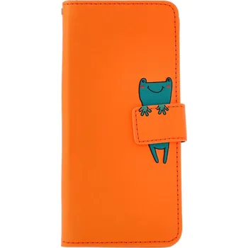 Pouzdro na mobilní telefon Pouzdro Xiaomi Redmi Note 13 Pro+ 5G knížkové oranžové s žabkou (kryt neboli obal na Xiaomi Redmi Note 13 Pro+ 5G)