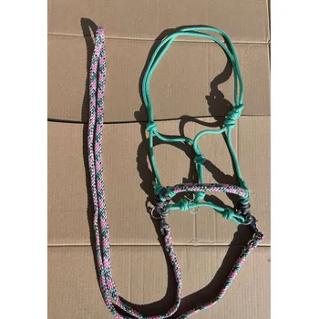 Sedlářská výroba Provazová ohlávka jezdecká s otěžemi, Pastelová Velikost: COB