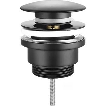 Sapho Umyvadlová výpust 5/4“, click-clack, velká zátka, 10-55mm, černá mat