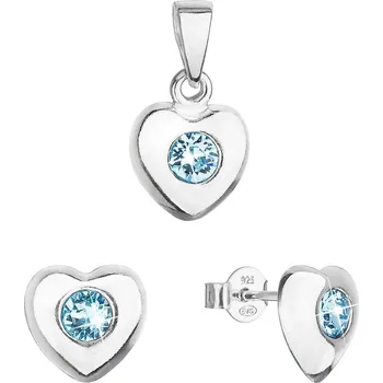 Souprava šperků Sada šperků s krystaly Swarovski náušnice a přívěsek modré srdce 39176.3