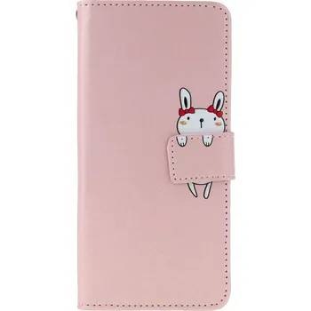 Pouzdro na mobilní telefon Pouzdro Samsung A15 knížkové růžové s králíčkem (kryt neboli obal na Samsung A15)