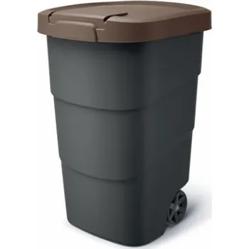 Popelnice Popelnice Prosperplast Wheeler 95 l antracit s hnědým víkem