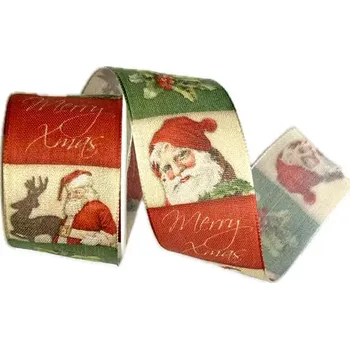 Stuha Stuha vánoční SANTA'S REINDEER 40mm x 2m (7,-Kč/m) (Stuha vánoční, bavlněná, jednostranný potisk, s drátkem)