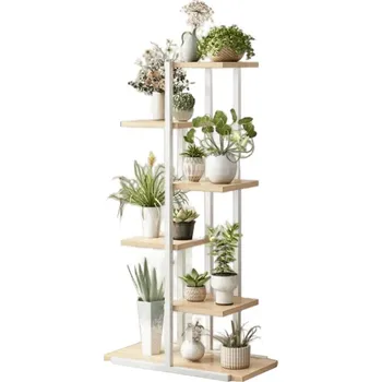 Stojan na květiny Stojan na květiny ECASZ16B světlé dřevo/bílý