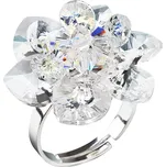 Stříbrný prsten s krystaly Swarovski bílá kytička 35012.1 Velikost: 53 - 60