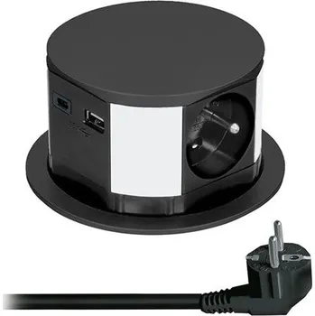 Elektrická zásuvka Výsuvná zásuvka do pracovní desky PP100 USB Černá