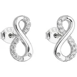 Stříbrné náušnice pecka se zirkonem bílé nekonečno 11017.1