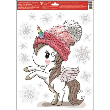 Okenní dekorace Anděl Okenní fólie zvířátka v zimě s glitry 30 x 42 cm 285 Typ: 1