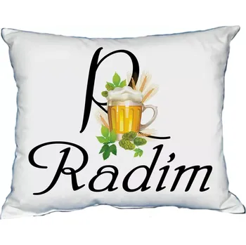 Dekorativní polštářek Polštář s pánským jménem RADIM Světle zelený (polštář se jménem RADIM)