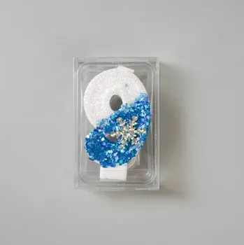 Dortová svíčka Dortisimo Svíčka bílo-modrá se sněhovou vločkou Frozen číslo 9