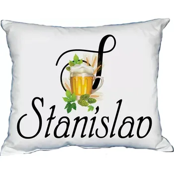 Dekorativní polštářek Polštář s pánským jménem STANISLAV Bílý (polštář se jménem STANISLAV )