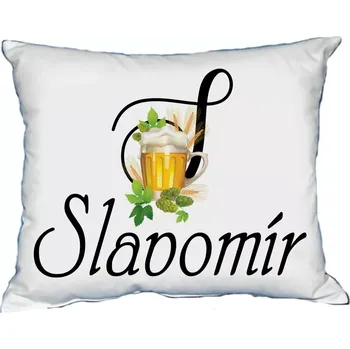 Dekorativní polštářek Polštář s pánským jménem SLAVOMÍR Žlutá (polštář se jménem SLAVOMÍR)