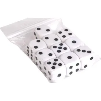 Kostky, bílá, plast, 10 ks