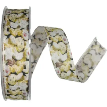 Stuha Stuha vánoční CHRISTMAS COOKIES 25mm x 20m ( 4,-Kč/m) (Stuha vánoční taftová, jednostranný potisk s motivem vánoční cukroví, s vlascem v lemu)