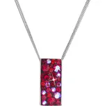 Stříbrný náhrdelník se Swarovski krystaly červený obdélník 32074.3 cherry
