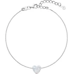 Stříbrný náramek se syntetickým opálem bílé srdce 13018.1