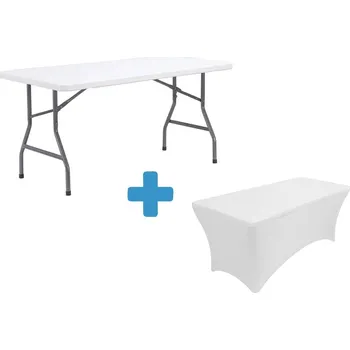 Jednací stůl Cateringový stůl 152x76 cm s bílým potahem