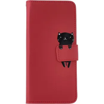 Pouzdro na mobilní telefon Pouzdro Xiaomi Redmi Note 13 Pro knížkové vínové s kočičkou (kryt neboli obal na Xiaomi Redmi Note 13 Pro)