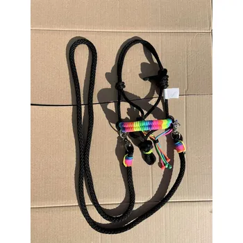 Sedlářská výroba Provazová ohlávka jezdecká s otěžemi, Černa Shetty