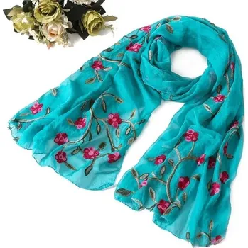Šátek Dámský hedvábný šátek na jaro a léto | elegantní šátek - Tmavě tyrkysová