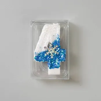 Dortová svíčka Dortisimo Svíčka bílo-modrá se sněhovou vločkou Frozen číslo 4