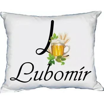 Dekorativní polštářek Polštář s pánským jménem LUBOMÍR Černý (polštář se jménem LUBOMÍR)