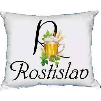Dekorativní polštářek Polštář s pánským jménem ROSTISLAV Bílý (polštář se jménem ROSTISLAV)