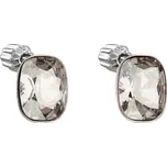 Stříbrné náušnice pecka s krystaly Swarovski šedý obdélník 31279.5