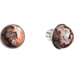 Stříbrné náušnice pecky s minerálními kameny 11491.3 jaspis leopard skin