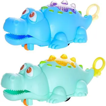 Hračka pro nejmenší Krokodýl 11 cm jezdící na natažení se světlem