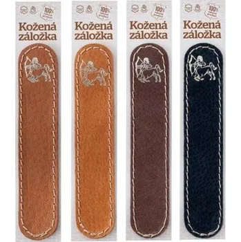 Záložka Střelec - kožená záložka do knihy Barva kůže: Hnědá semiš (D32), Barva ražby: Zlatá