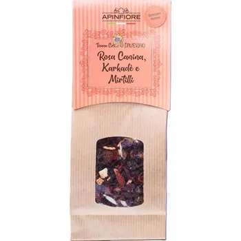 Speciální výživa Apinfiore TISANA CALDO INVERNO con Rosa Canina, Karkadè e Mirtilli | Hřejivý zimní bylinný čaj se šípkem, karkade a borůvkami