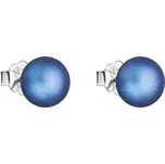 Stříbrné náušnice pecka s tmavě modrou matnou perlou 31142.3