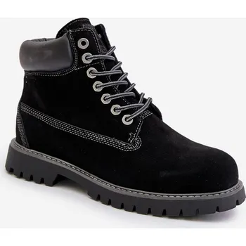 Pánská běžecká obuv Semišové Zateplené Trekingové Boty Pánské Big Star OO174138 HI-POLY SYSTEM Barva: Černá, Velikost: 43