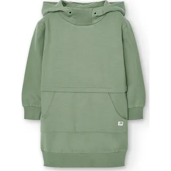 Dívčí šaty Mikinové šaty s kapucí, khaki barva, Boboli Velikosti: 162