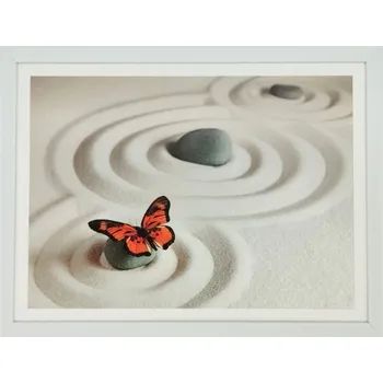 Obraz Bondecor Obraz tisk v rámu, plexi sklo, 33x43 cm, Motýl zen