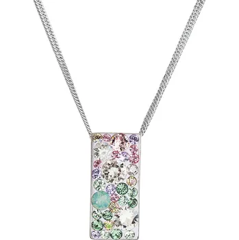 Náhrdelník Stříbrný náhrdelník se Swarovski krystaly růžovo-zelený obdélník 32074.3 sakura