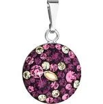 Stříbrný přívěsek s krystaly Swarovski fialový kulatý 34225.3 amethyst