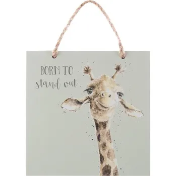 Dřevěná cedule Wrendale Designs "Born to Stand Out", 15x15 cm - Žirafa