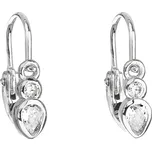 Stříbrné dětské náušnice visací se zirkonem v bílé barvě 11197.1