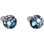 Stříbrné náušnice pecka s krystaly Swarovski modré kulaté 31336.3 blue style