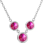 Stříbrný náhrdelník se Swarovski krystaly růžový kulatý 32033.3 fuchsia