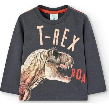 Chlapecké tričko Tričko, dlouhý rukáv, T- Rex, tmavě šedé, Boboli Velikosti: 104