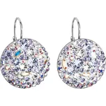 Stříbrné náušnice visací s krystaly Swarovski fialové kulaté 31161.3 violet