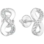 Stříbrné náušnice pecka se zirkonem bílé nekonečno 11255.1