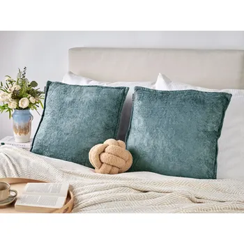 Polštář Sada 2 dekorativních polštářů modré bavlněné povlaky na polštáře čtvercové polštáře 50 x 50 cm Beliani