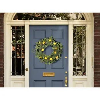 umělá květina Věnec na dveře zelený ručně vyráběný dekorativní umělý květ kulatý 50 cm stůl nástěnný dekor tradiční rustikální styl Beliani